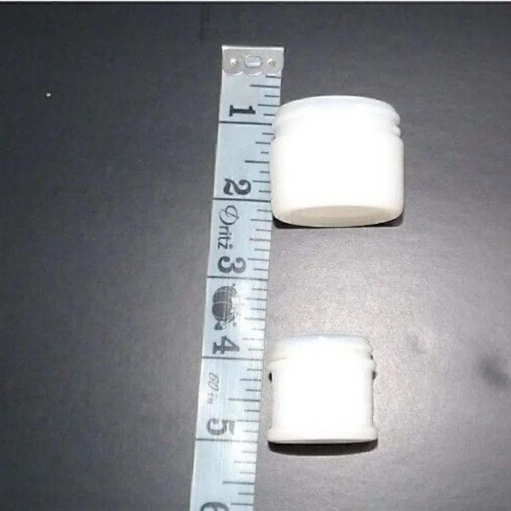 Two vintage tiny white glass makeup, face cream jars with screw on lids